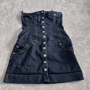 Foxy Jeans Stylish Denim Strapless Button-Down Dress Women’s Size Large